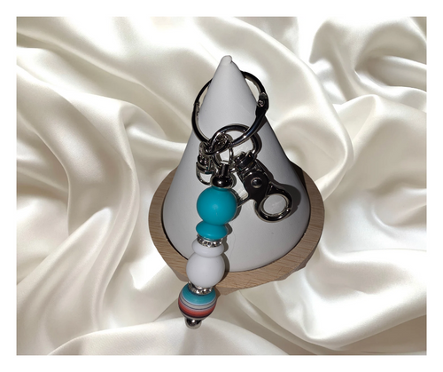 Neutral Western Silicone Beaded Keychain